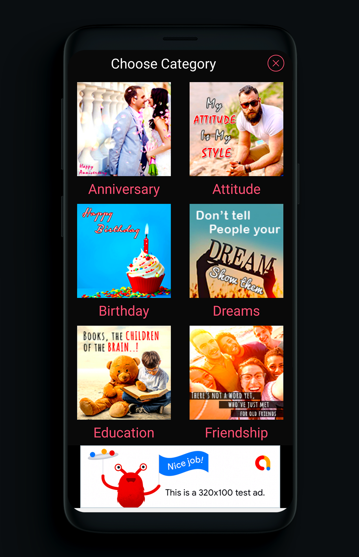 Picture Quotes and Creator Quote Maker Android Ads by